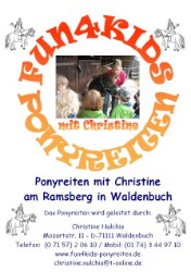 Fun4Kids Ponyreiten mit Christine in Waldenbuch